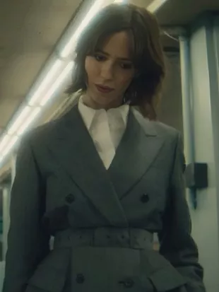 The Beauty S01 Rebecca Hall Grey Belted Blazer