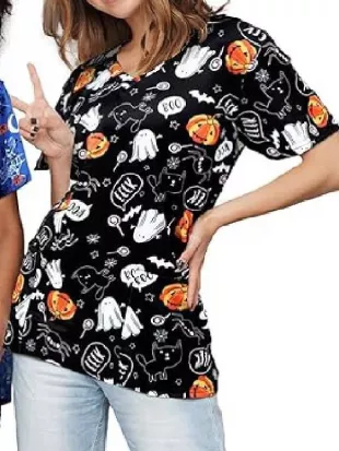 Chicago Med Black Halloween Pumpkin Scrubs
