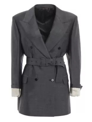 The Beauty 2026 Rebecca Hall Grey Belted Blazer
