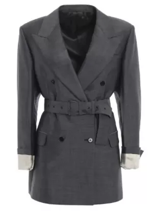 The Beauty 2026 Rebecca Hall Grey Belted Blazer