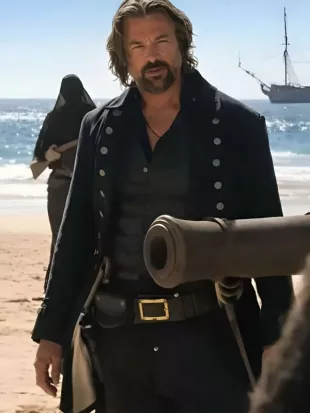 The Bluff 2026 Karl Urban Black Wool Coat