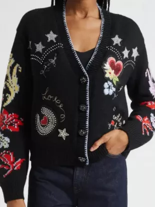 High Potential S02 Kaitlin Olson Western Collage Cardigan