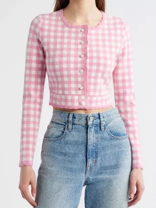 Elsbeth S03 Carrie Preston Gingham Cropped Cardigan