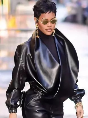 NYC 2026 Teyana Taylor Black Leather Jacket