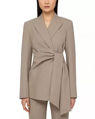 Responsible Stretch Wool Slim Wrap Blazer