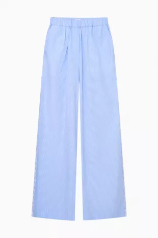 Helia Cotton Pinstripe Wide-Leg Pants