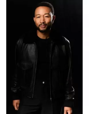 The Voice S29 John Legend Shearling-Collar Leather Jacket