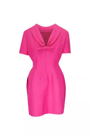 Pink Wool & Silk Crepe Open Back Mini Dress