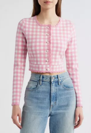 Bridgette Check Crop Cardigan