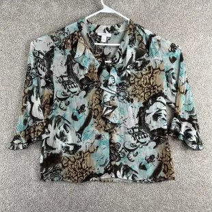 Brown Blue Floral Top