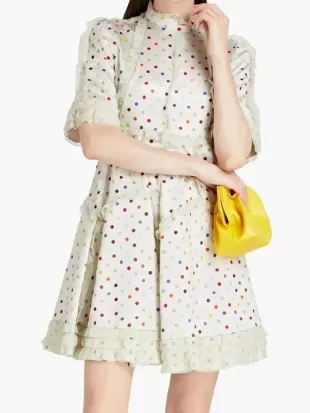 The Valley Persian Style S01 Sky Askari Polka Dot Mini Dress