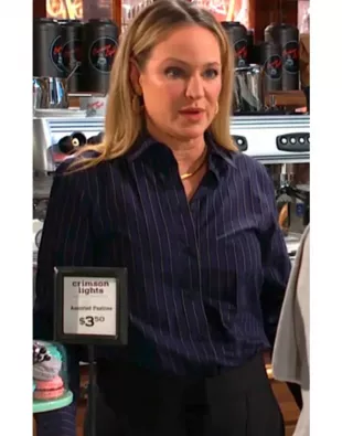 The Young And The Restless 2026 Sharon Newman Pinstripe Shirt