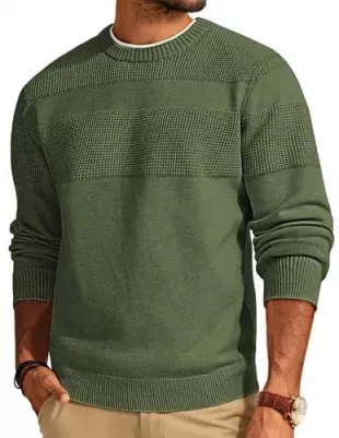 Textured Knit Sweater in Green