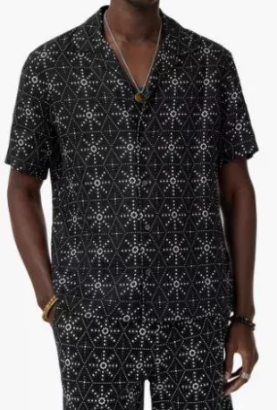 Dan Geometric Linen Camp Shirt