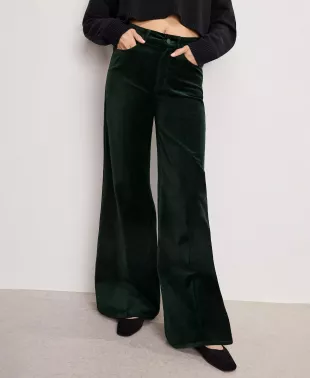 Velvet Good Waist High Rise Palazzo Jeans in Pine Green