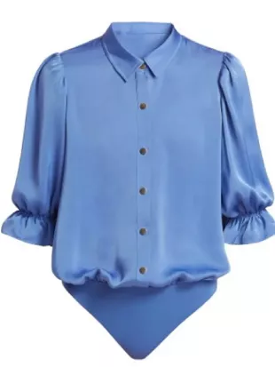 The View Sara Haines Blue Puff Sleeves Shirt