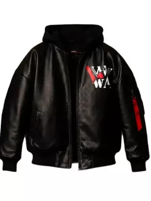 WWE RAW Liv Morgan Black Leather Hooded Jacket