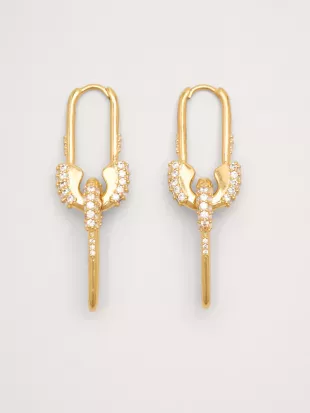 Rhinestone Safety Pin Earrings