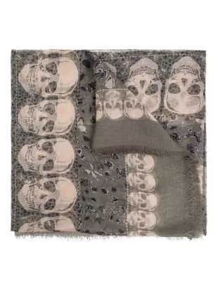 Kerry Skull-Print Fringed Scarf