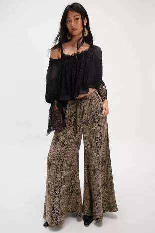 Dahlia Print Wide Leg Pants