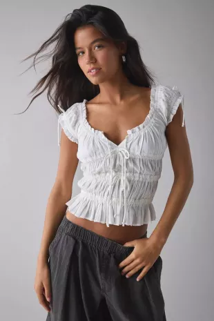 Remi Tie Front Cropped Blouse
