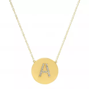Diamond Letter Disc Necklace