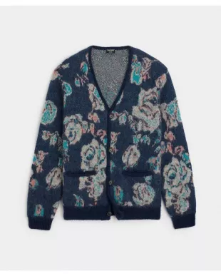 Men's Blue Mohair Floral Cardigan