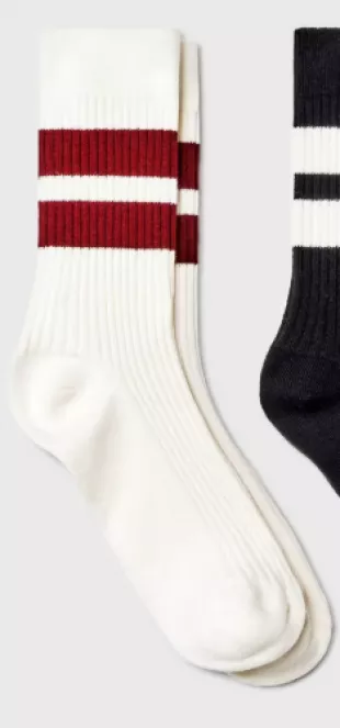 Women's Lightweight Ribbed Striped 3pk Crew Socks