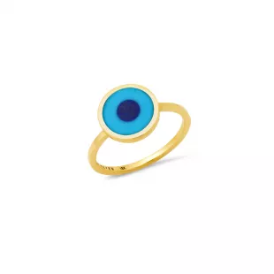 Mini Turquoise Inlay Evil Eye Ring