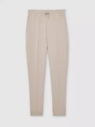 Premier Stretch Jersey Tailored Joggers in Stone