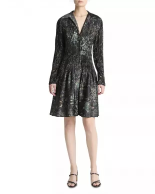 Grape Vine Long Sleeve Jacquard Dress