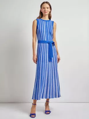 Sleeveless Soft Ribbed Knit Belted Maxi Dress