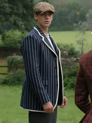 Young Sherlock Hero Fiennes Tiffin Striped Blazer