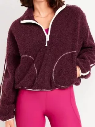 Wild Vacation Rentals S01 Shery Cola Burgundy Sherpa Jacket