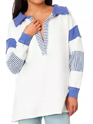 Real Housewives of Beverly Hills S15 Erika Girardi Striped Polo Sweatshirt