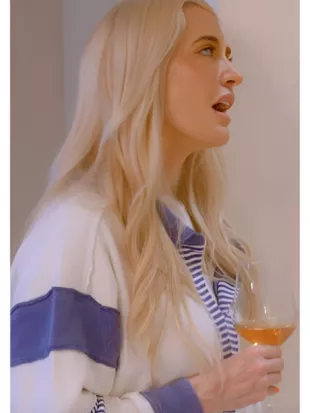 RHOBH S15 Erika Girardi Striped Polo Sweatshirt