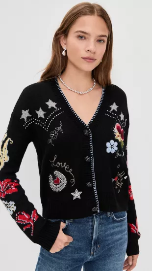 Western Collage Wool Blend Cardigan