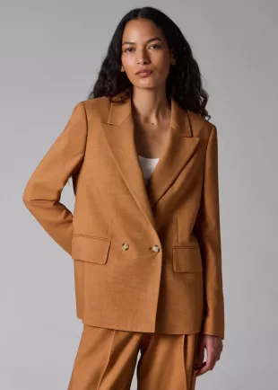 Textured Double-Breasted Blazer