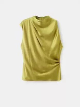 Satin Blouse with Draped Neck