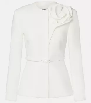 Floral-appliqué Crêpe Jacket