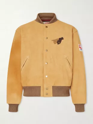 Wrangler Logo-Appliquéd Embroidered Suede Jacket