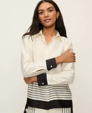 Striped Satin Essential Shirt