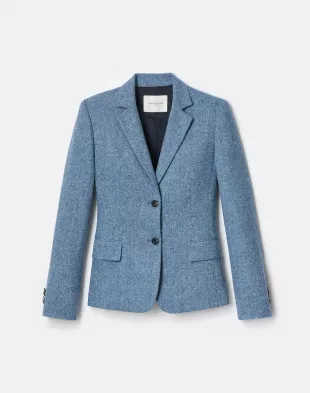 Donegal Tweed Button Fitted Blazer in Bluebell Multi