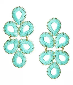 Teardrop Dangle Earrings in Straw Turquois
