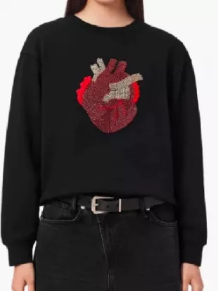 The Social Cynthia Loyst Black Heart Printed Sweatshirt