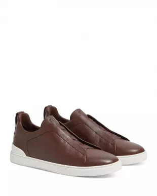 Triple Stitch Secondskin Leather Slip-On Sneakers
