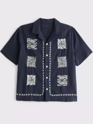 American Idol Julian Kalel Navy Resort Shirt