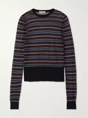 Intarsia Knit Cotton Blend Sweater