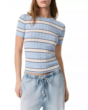 Eloise Striped Short-Sleeve Sweater