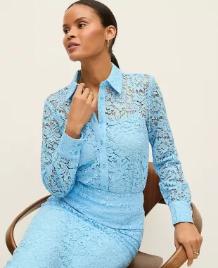 Lace Shirt in Blue Air